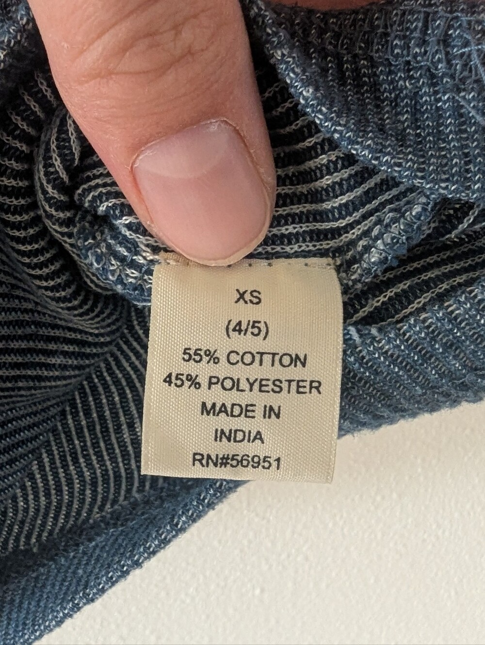 Blue Ribbed Long Sleeve Top - Picture 4 of 5